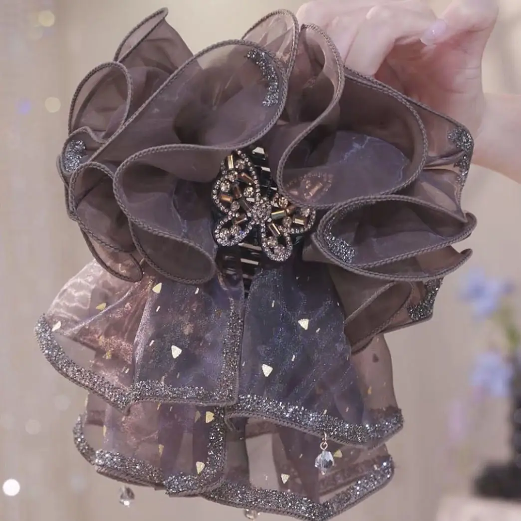 Butterfly Shark Flower Sparkling Tassel Hair Accessory for Women, Light Luxury, High-end, Elegant, Handmade Rhinestone