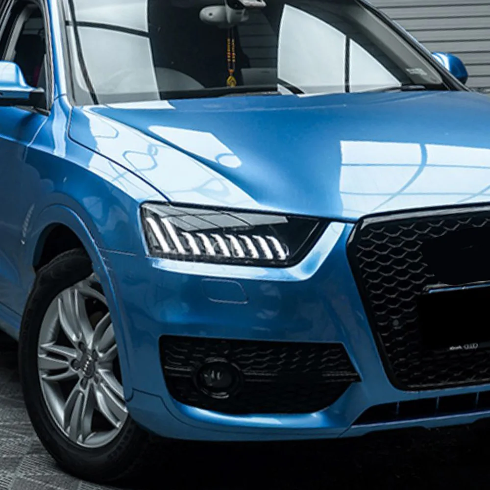 

Для Audi Q3 SQ3 2013-2018 автомобильные фары в сборе, обновленный стиль «ангельские глазки», светодиодный двойной объектив проектора, аксессуары Plug and Play