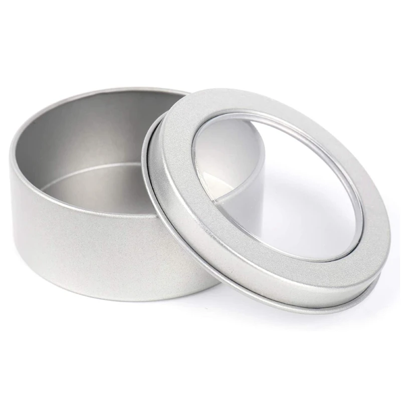 30 Pack 2 Ounce Metal Tin Cans - Round Empty Containers With Clear Top For Candles, Arts & Crafts, Storage In Kitchen