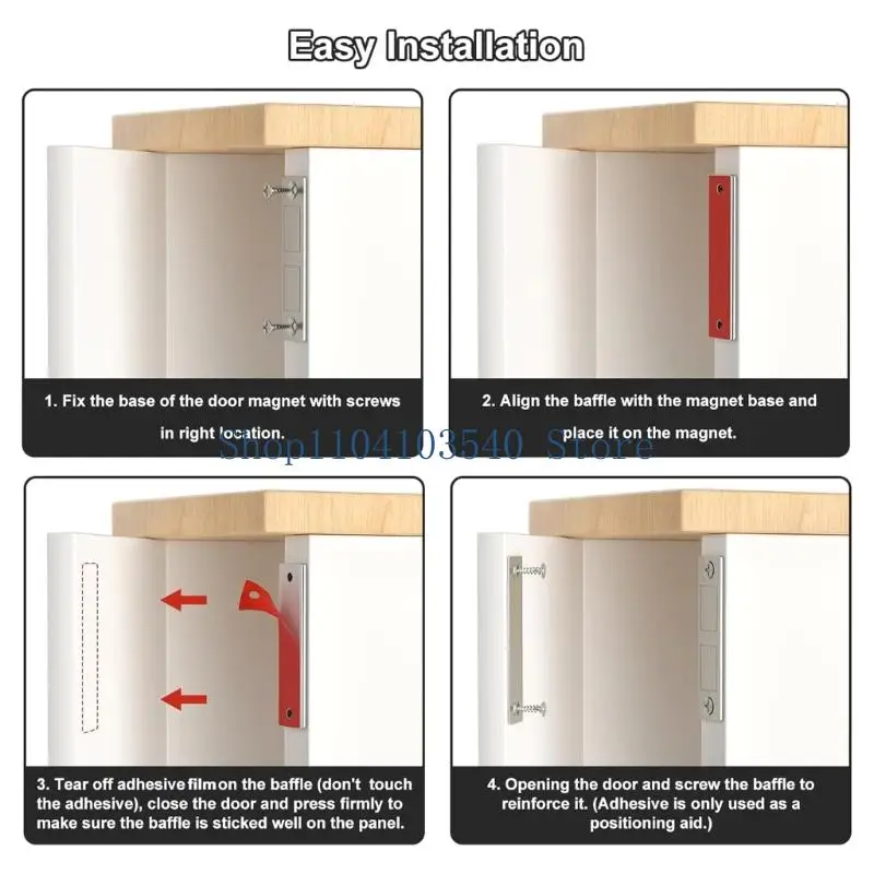 

02DC 6pcs Steel Double Cabinet Latches No Tool Need Door Catches for Drawers Closet Door