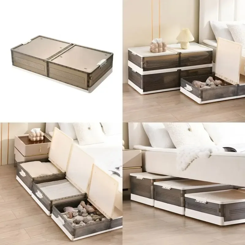 Wholesale Plastic Foldable Rolling Storage  Bed Large Capacity Storage Box Wardrobe Drawer Storage with Cover