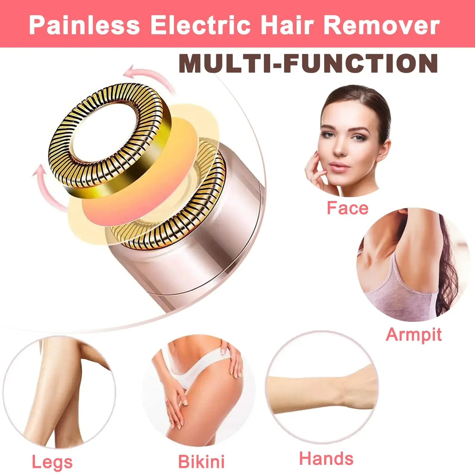 Women's Electric Hair Removal Razor with Led Light, Instant Painless Portable Lipstick-Style Hair Removal Tool, Lipstick Shaver, Women's Electric Eyebrow Trimmer, USB Rechargeable Private Area Shaver