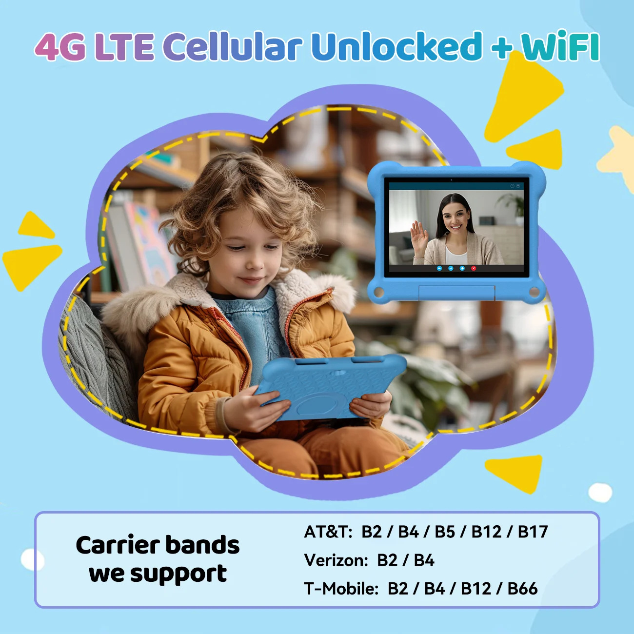 Adreamer Kids Tablet 10.1 Inch IPS Android 14 4GB RAM 64GB ROM WIFI Google Play For Children Kids Study Gaming Age 3-14