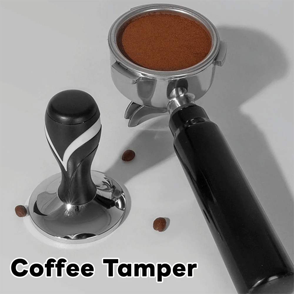 51/53/58mm Coffee Tamper Constant Pressure Flat Bottom Coffee Powder Press ABS Anti-slip Handle Coffee Leveler Professional Use