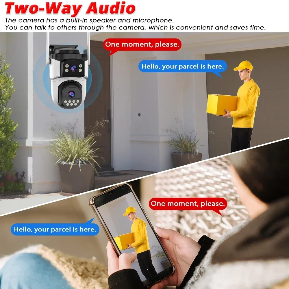 Cámara de vigilancia CCTV inalámbrica para exteriores Wifi 5MP 10MP lente Dual dos pantallas cámara IP de seguridad impermeable hogar inteligente PTZ CCTV