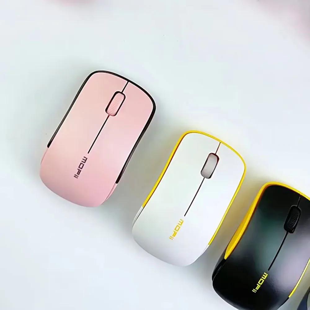 Pink Wireless Mouse Double Patchwork Colour Wireless Mouse USB Laptop Portable Office Mouse Ideal For Girl Desktop Business