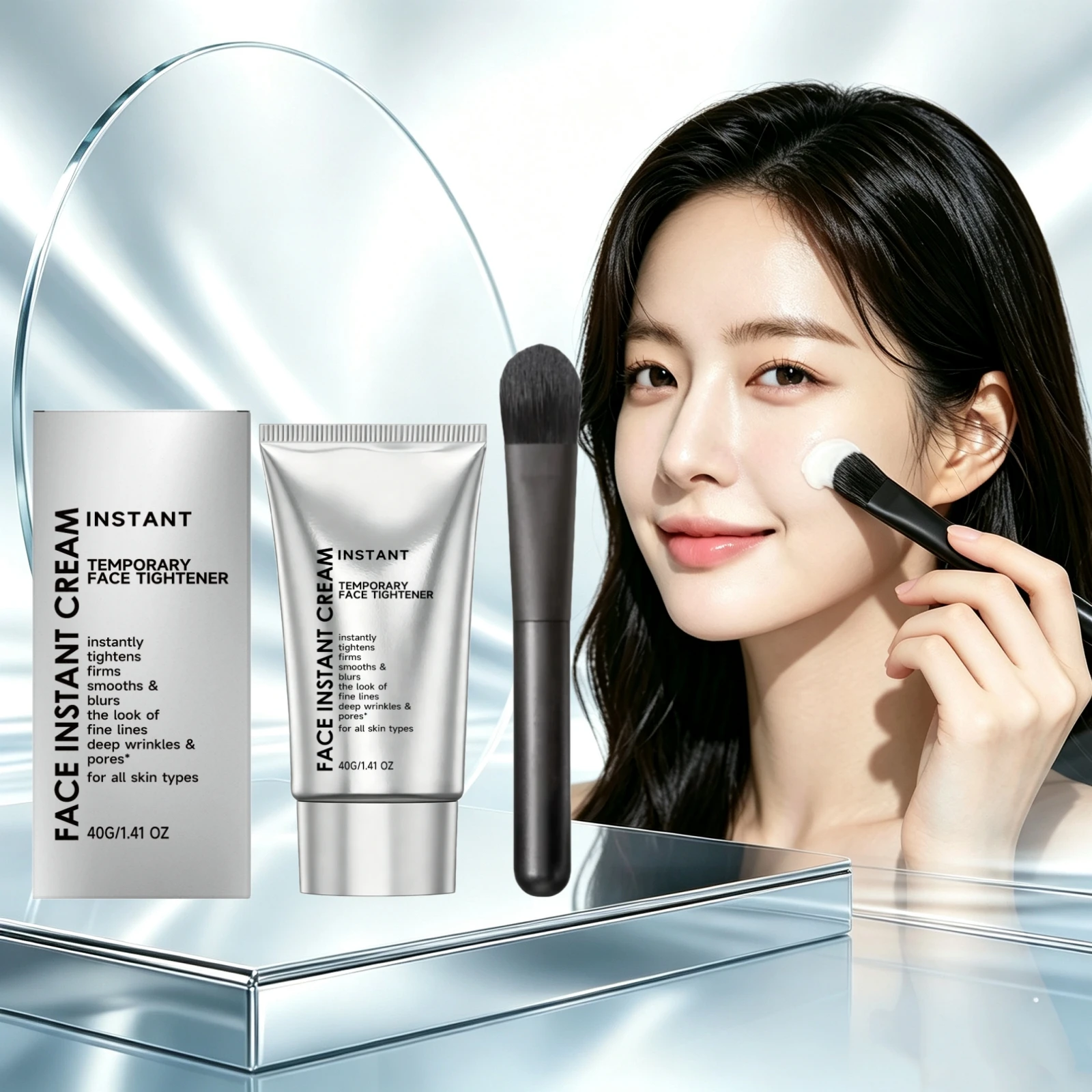 Instant Face Tightening Cream Smooth Wrinkle Skincare Blur Fine Lines Deep Pores All Skin Types Temporary Lift Firm Serum Cream