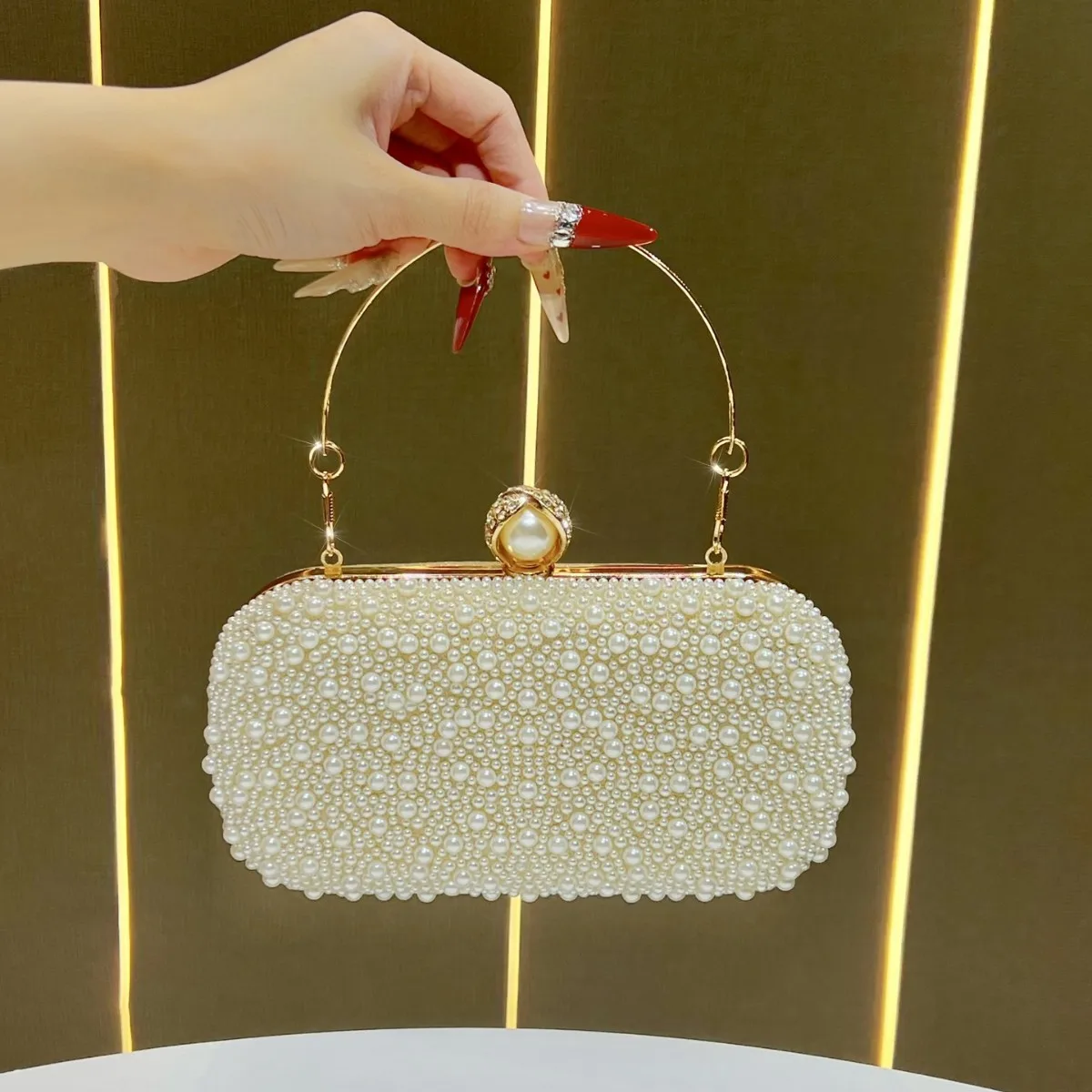 

pearl clutch women's shoulder chain messenger bag light luxury celebrity handbag