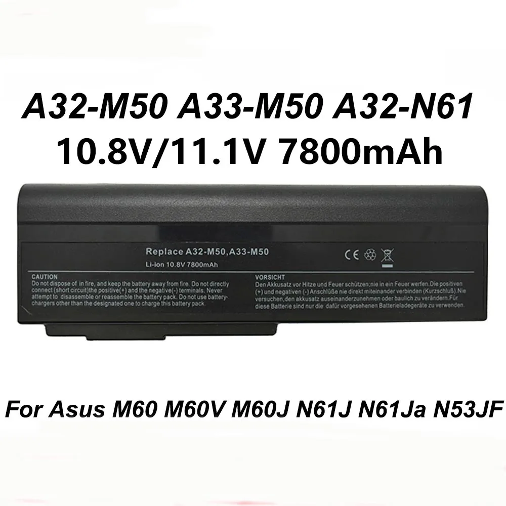 A32-M50 A33-M50 A32-N61 A32-N51, 9 셀 노트북 배터리, Asus M60 M60V M60J N61J N61Ja N53JF N61Vn N61w N61Jv, 10.8V 7800mAh