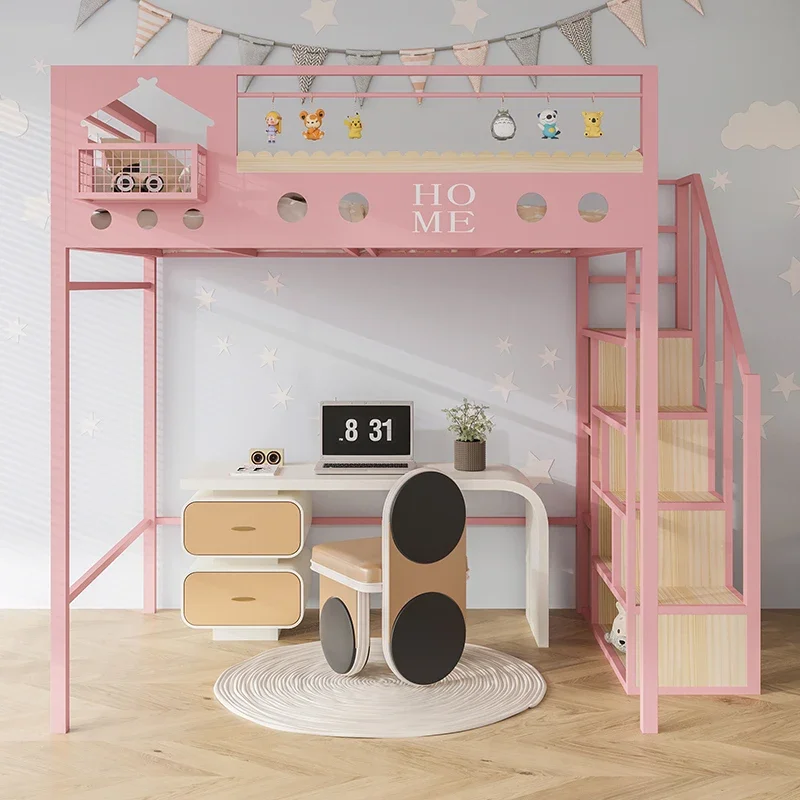A  New small apartment wrought iron bed Children's wrought iron elevated bed Modern simple iron bed