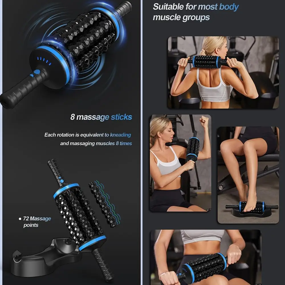

Rolling Percussive Massager Rechargeable Hands-Free Base 5-Speed Reversible Spin Whole Body Relief Deep Tissue & Muscle Recovery