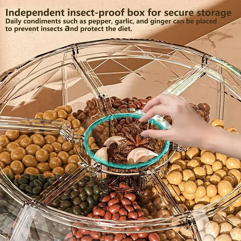 360 Degree Rotary Cereal Grain Dispenser Insect Moisture Prevention Kitchen Transparent Food Container Storage Box Sealed Jar