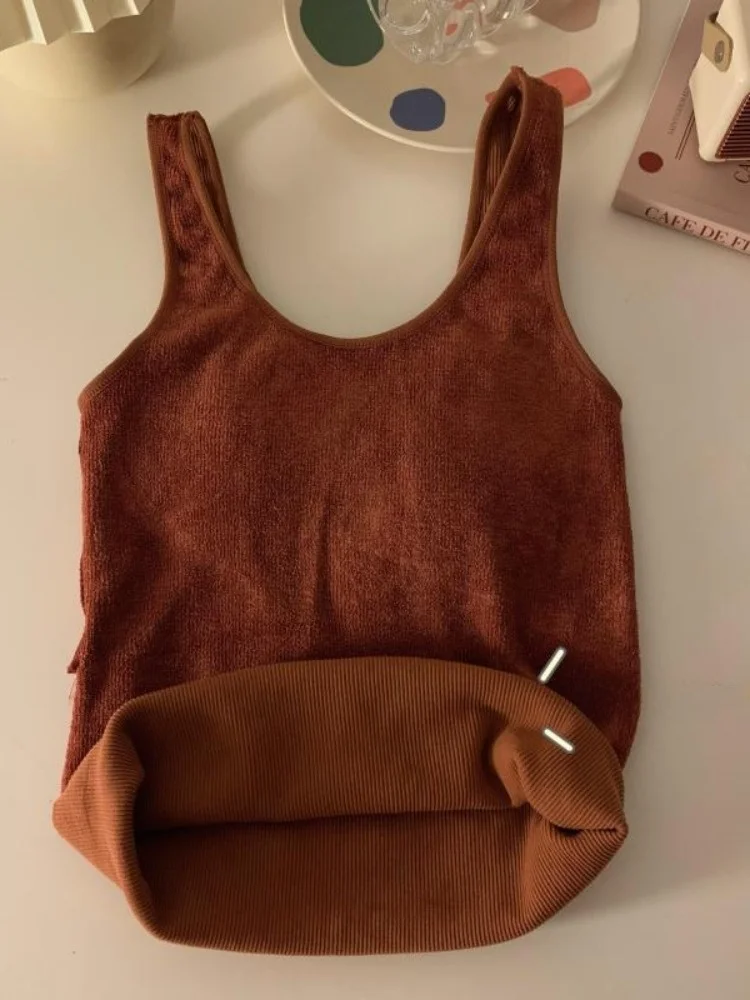 

Women's Fce Lined Thiened Vest Top with Chest Pad Inteated Warm Base irt ort Sve Workwear Sle Commute Faion
