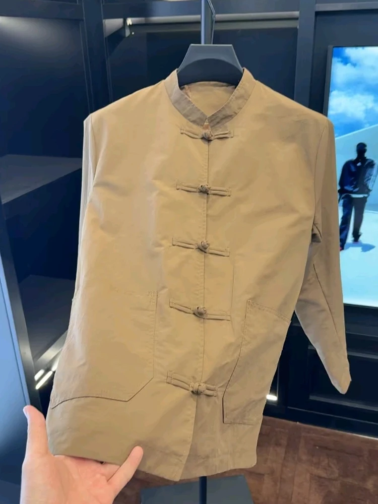 

Новая мужская куртка в стиле Тан для весны и осени, легкая, роскошная, универсальная, с длинными рукавами, в национальном стиле, для повседневной носки