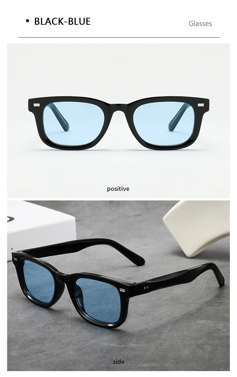 Herren-Sonnenbrille mit dickem Rahmen, Retro-Stil, braun, schmaler Rahmen, Hip-Hop-Stil, Rapper-Brille, Urlaubs-Sonnenbrille, UV400 – Detail 14