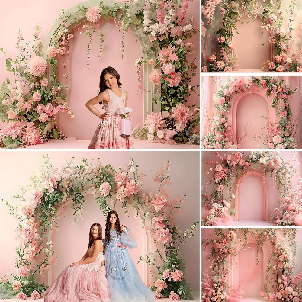 

Mocsicka Photography Background Girl Birthday Party Flowers Arch Door Pink Wall Backdrop Bridal Show Wedding Photo Studio Props