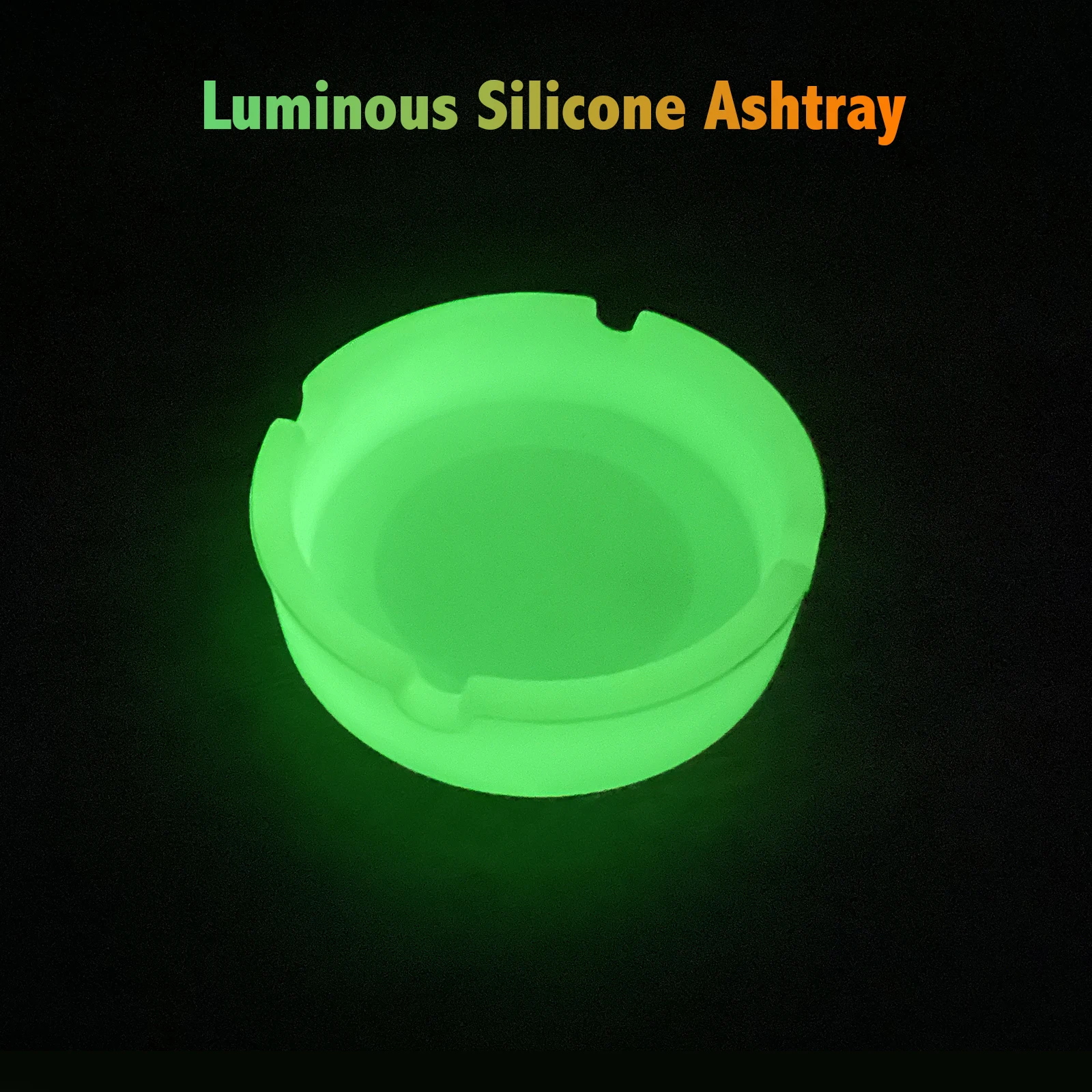 Luminous Silicone Gel Ashtray Light Circular Ashtray Fluorescent Smoke Convenient Cigarette Case Drop Creative Ashtrays