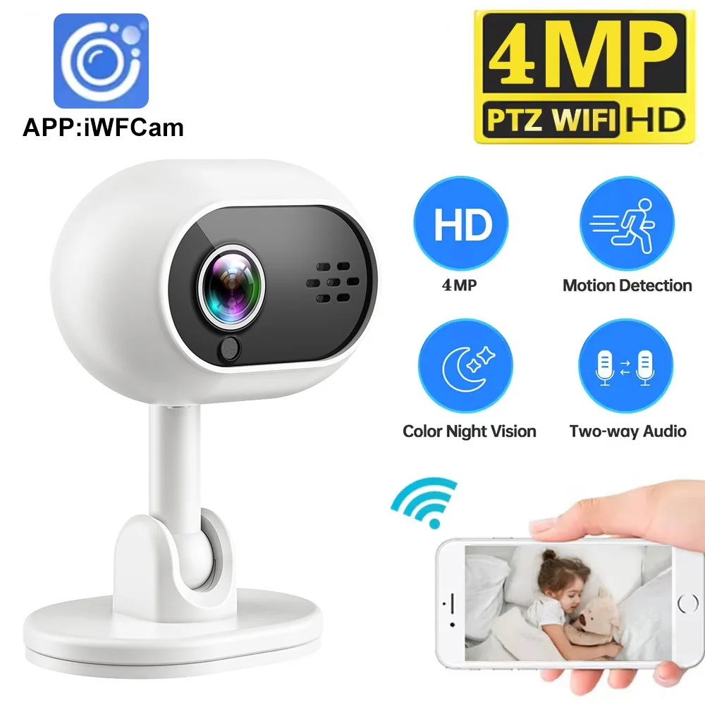 WiFi Camera Indoor 4MP One-Touch-Call Baby Monitor Two Way Talk Security IP Camera Video Surveillance Wireless 4X Zoom Cam