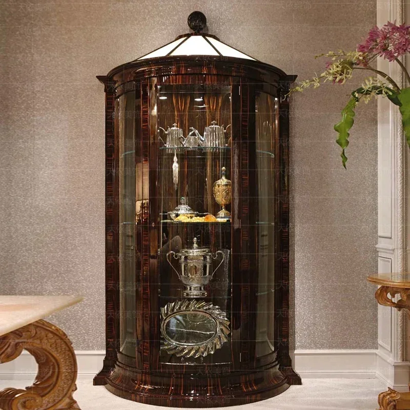 

Living room solid wood semi-circle display cabinet collection jade display cabinet European entrance hall wine cabinet