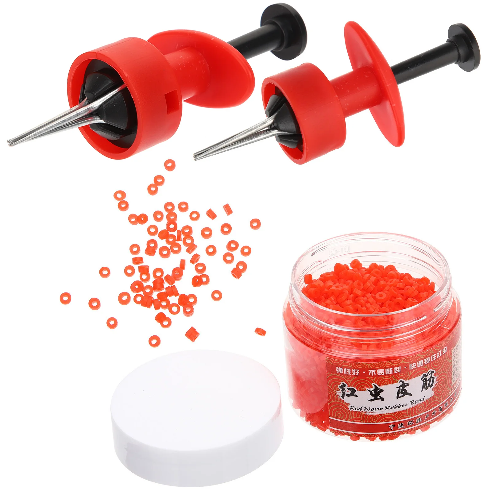 

1 set Red Worm Clips 1.5X3mm Rubber Bands Durable Fishing Tackle Bait Holder Lure Supplies Portable Gear