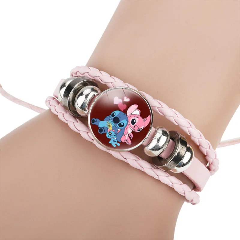 Gelang Disney Stitch, gelang kartun Lilo & Stitch Anime, motif lucu, gelang pesona, Perhiasan untuk wanita