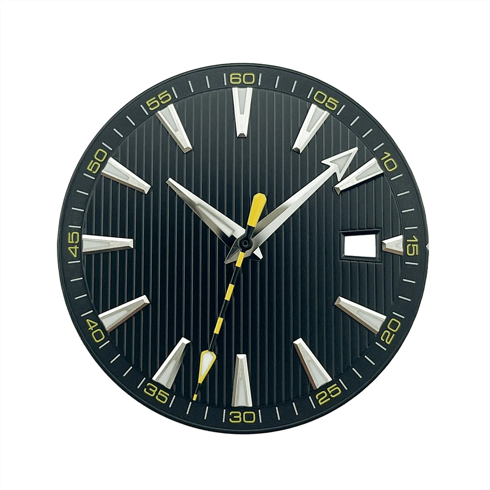 33.2mm Watch Dial Hands Parts AT150 AQUA Sailboat Splint Texture for NH35A Date At 3 - Blue Lume