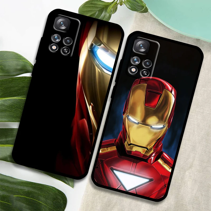 Marvel Hero Iron Man art For Redmi Note 12 Pro Plus 11 11T 10 9 8 Pro Lite Pro Max 5G 4G Silicone Soft Black Phone Case