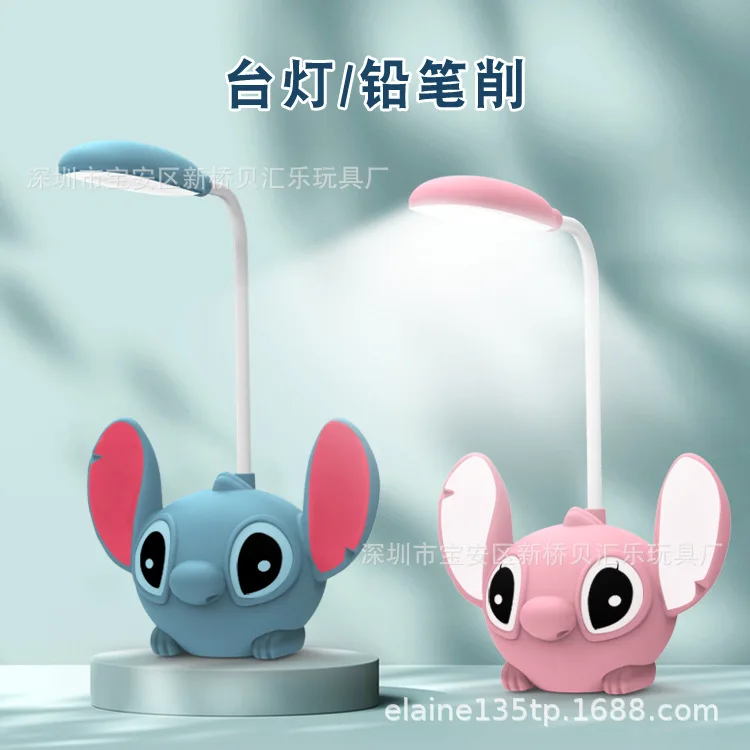 

Led Lilo & Stitch Desk Lamp with Pencil Sharpener Foldable Light Cute Desk Night Light Usb Recharge Light Children Birthday Gift