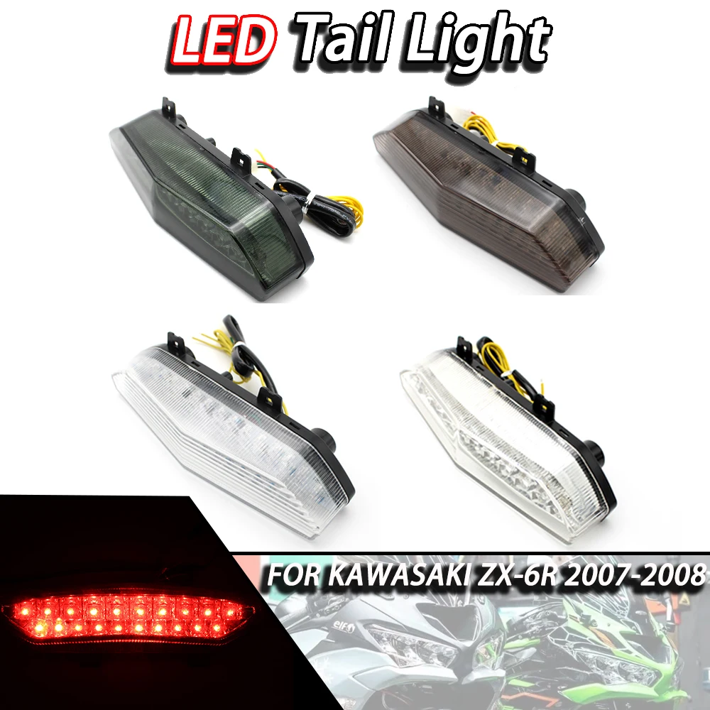 

For Kawasaki Ninja ZX-6R ZX6R 2007 2008 Rear Tail Light Brake Turn Signals Integrated LED Light ZG14 CONCOURS ZRX1200 DAEG