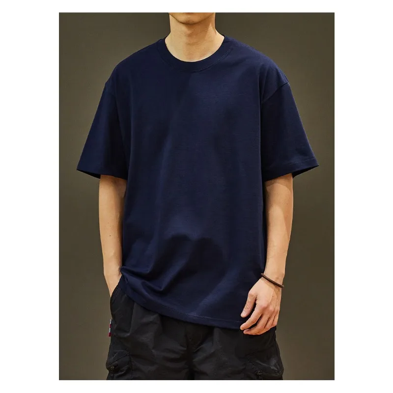 

2026 new men's basic loose base solid color atmospheric T-shirt versatile pure cotton casual simple style