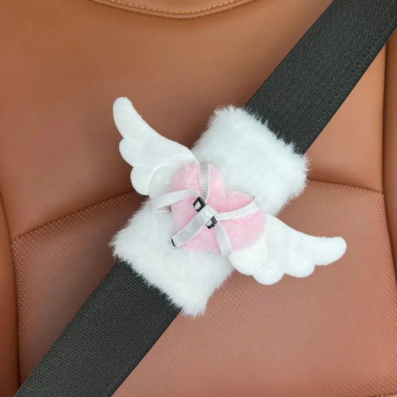 1Pc Cartoon Safety Belt Shoulder Cover Plush Fixed Doll Sweet Cute Auto Interior Styling Soft Small Accessory Fashion Car Decor