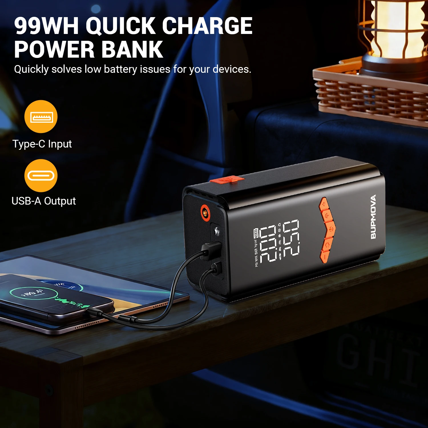 Auto-Starthilfe Powerbank mit Luftkompressor Tragbarer Booster Jumper Box Batterieladegerät Auto-Elektronikzubehör – Detail 5