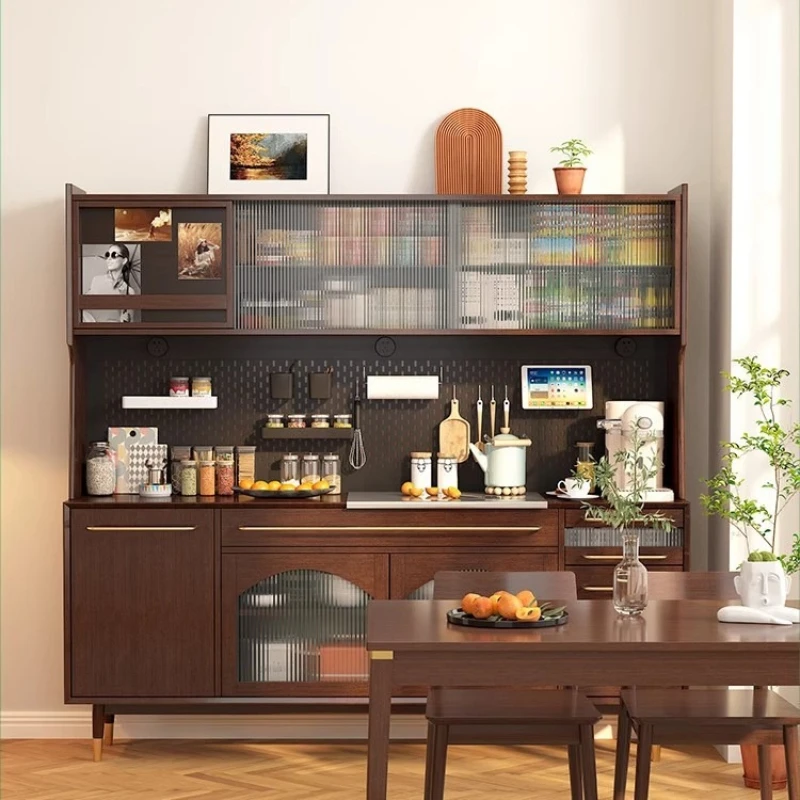 

Nordic solid wood dining side cabinet modern simple light luxury tea cabinet living room wall storage high cabinet household