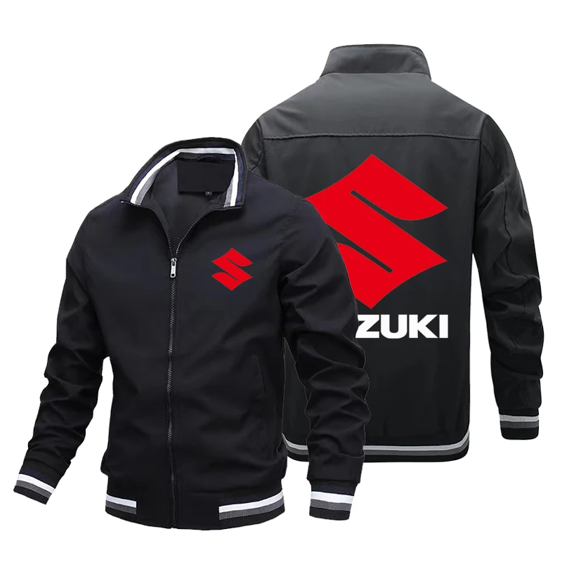 AliExpress UK Classic Men's Jacket, Suzuki Commemorative,Jacket, Motorcycle Logo, Youth Cycling Outdoor Leisure Motorcycle, Nostalgic Style