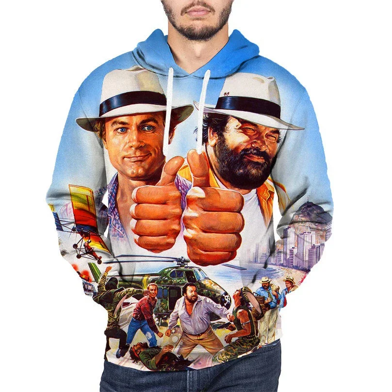 New Terence Hill Bud Spencer Hoodies 3D Print Man Women Hip-hop Hoodie Oversized Streetwear Pullovers Sweatshirts Kids Clothing