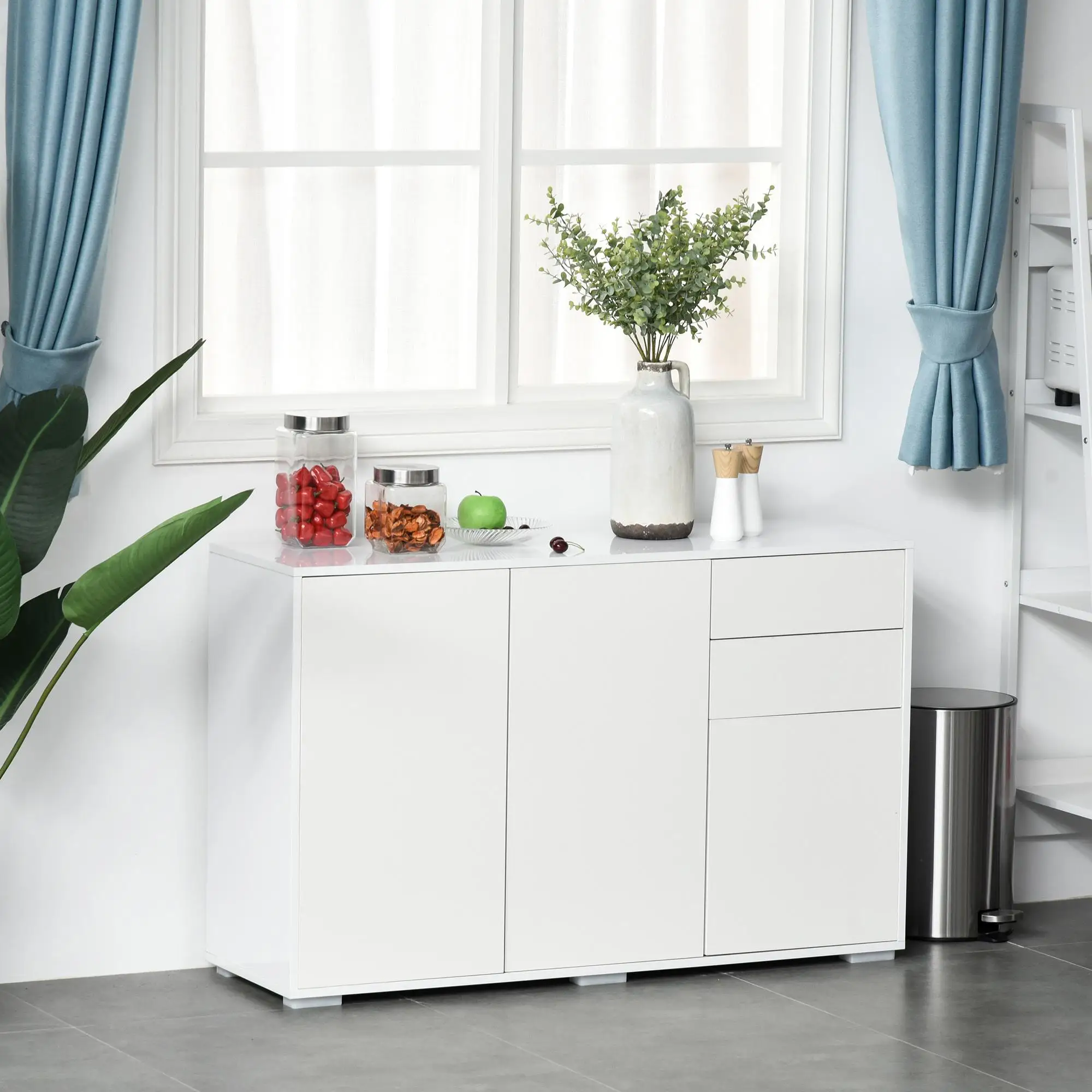 Mueble de Salón de Madera Blanco, Instrucciones de Montaje Incluidas, Diseño Moderno para Salón
