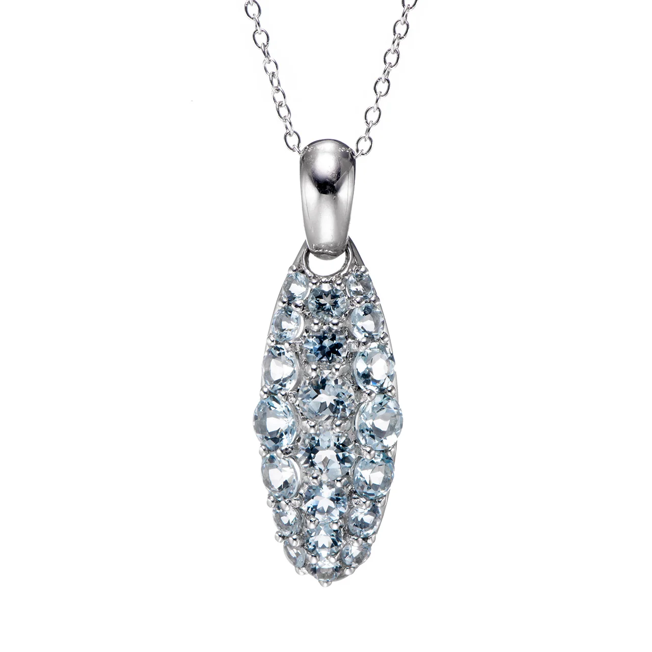 Aquamarine Rhodium Over Sterling Silver Pendant with Chain