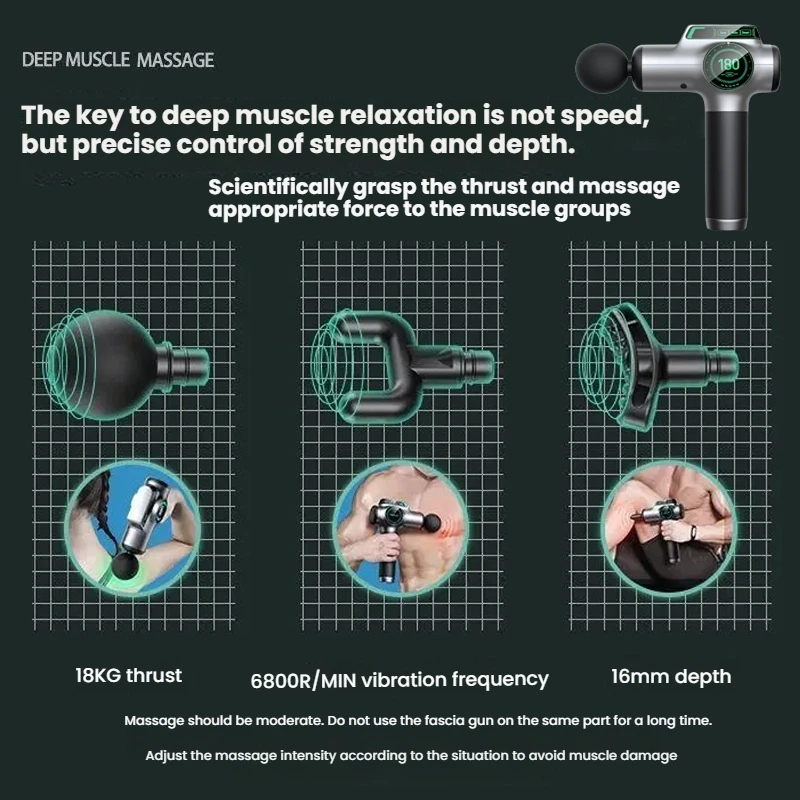 Deep Tissue Massage Gun 99 Speed Adjustable with 8 Attachments for Neck Back Body Muscle Pain Relief - View 4