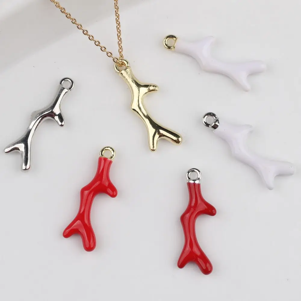 10Pcs/lot Minimalist Alloy Drip Paint Ocean Coral Pendants DIY Jewelry Charms for Necklace Bracelet Earrings