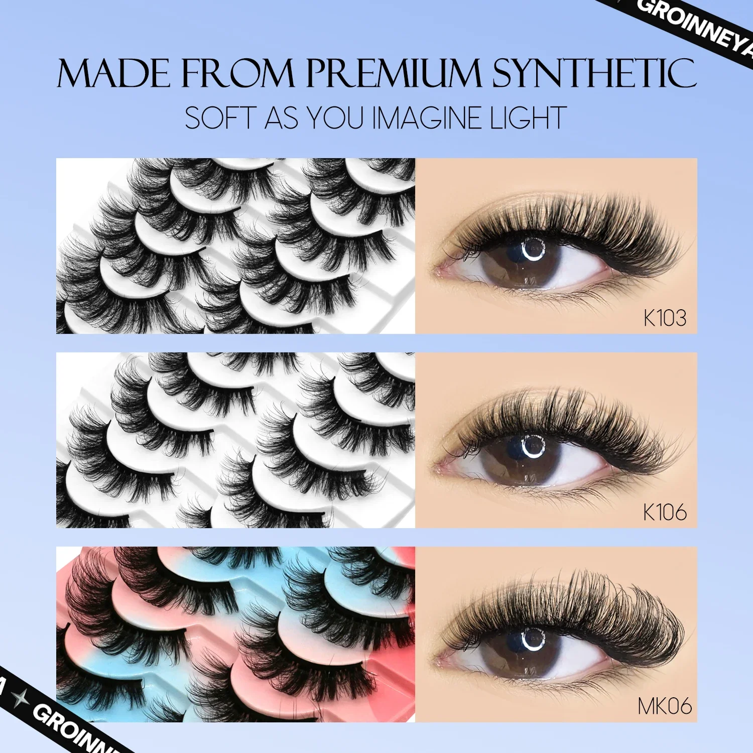 Lasvirey cils moelleux naturel oeil de chat cils doux vaporeux naturel longs 3D Faux cils de vison épais Faux cils Extension maquillage