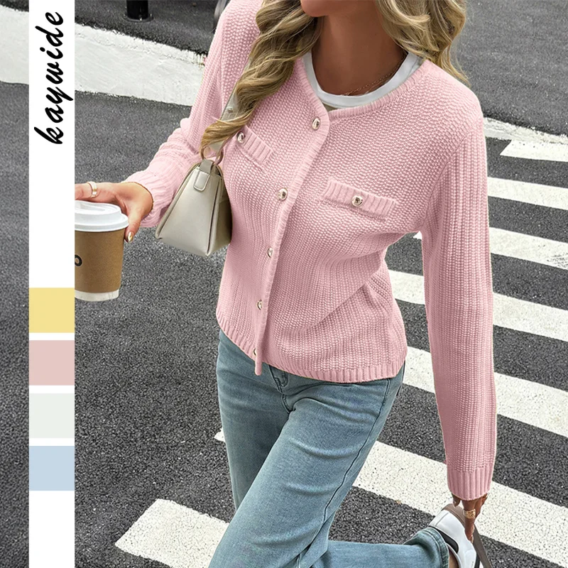 

Casual Vacation Woolen Long-sleeved Coat Sweater for Women 2025 Autumn and Winter