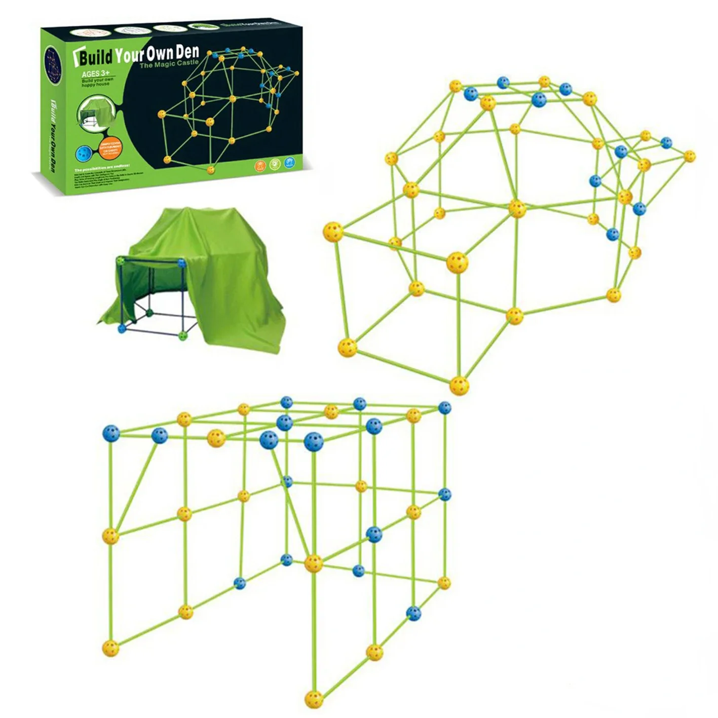 Fort Bouwpakket Bouwspeelgoed Tentset Kinderhut Set Fortress Builder Kastelen Tunnels DIY Speelhuis Kinderen Cadeau voor meisjes