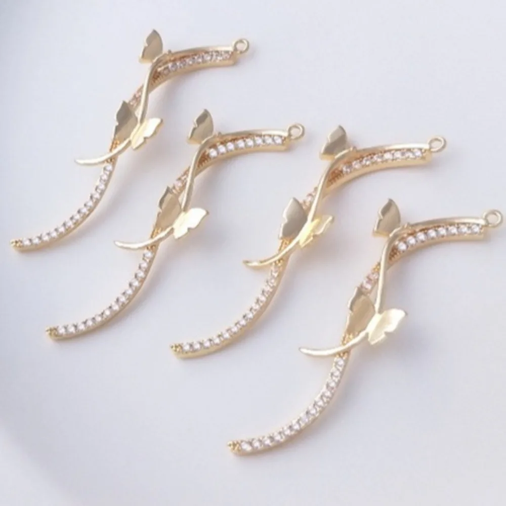 

1 шт. медные подвески 14 К золото цвет циркон S палка бабочка кисточка кулон серьги кулон DIY ручной работы ювелирные изделия для ушей кулон