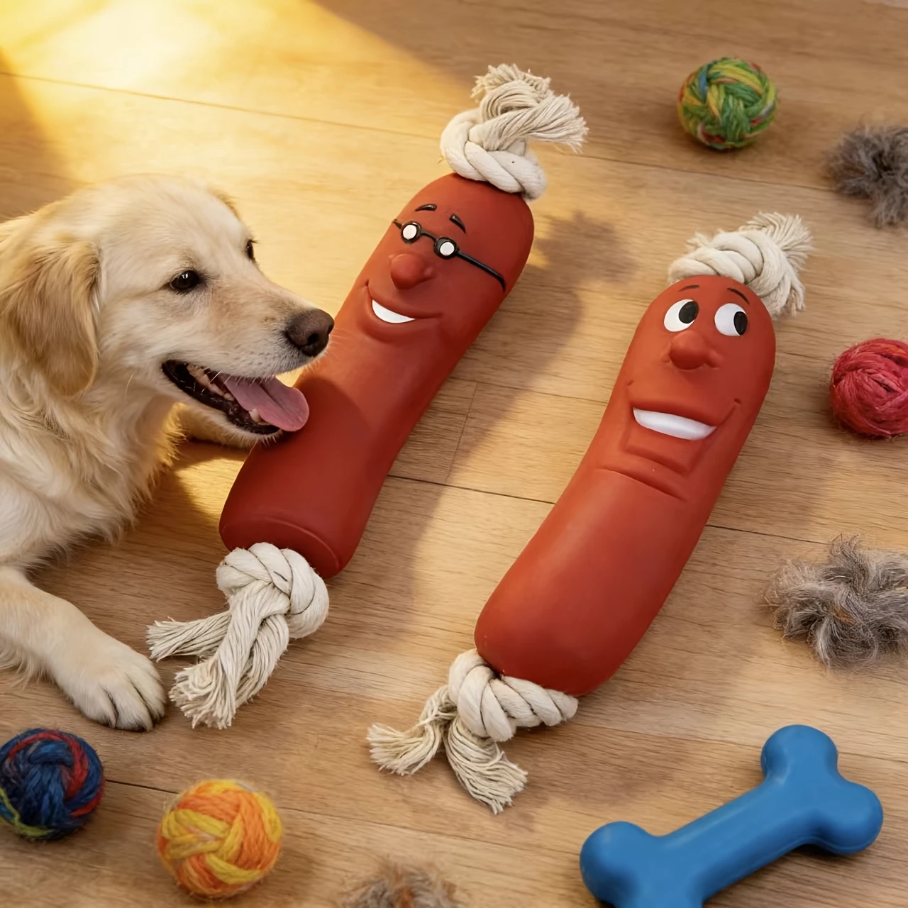 Juguete masticable para perros con forma de salchicha - Resistente a mordidas y no se rompe fácilmente, juguete interactivo para entrenamiento y dentición, material preferido, juguete para masticar para perros
