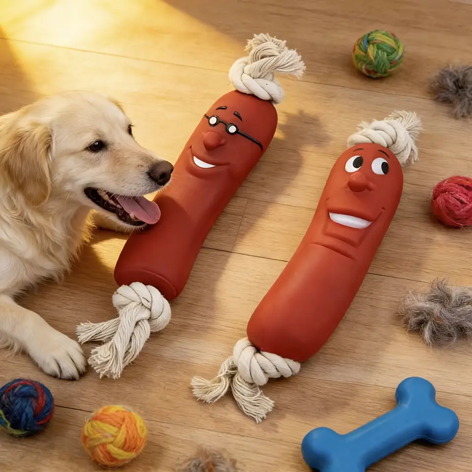 Dog Sausage Chew Toy - Bite-Resistant And Not Easy to Break, Interactive Training Teething Toy, Preferred Material, Dog Chew Toy