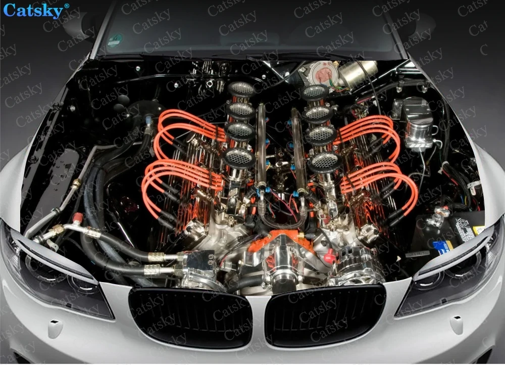 OPEN EXPOSED ENGINE Stickers Engine Hood Decals Decoration Auto Parts Side Graphics Decals Stickers Custom Patterns