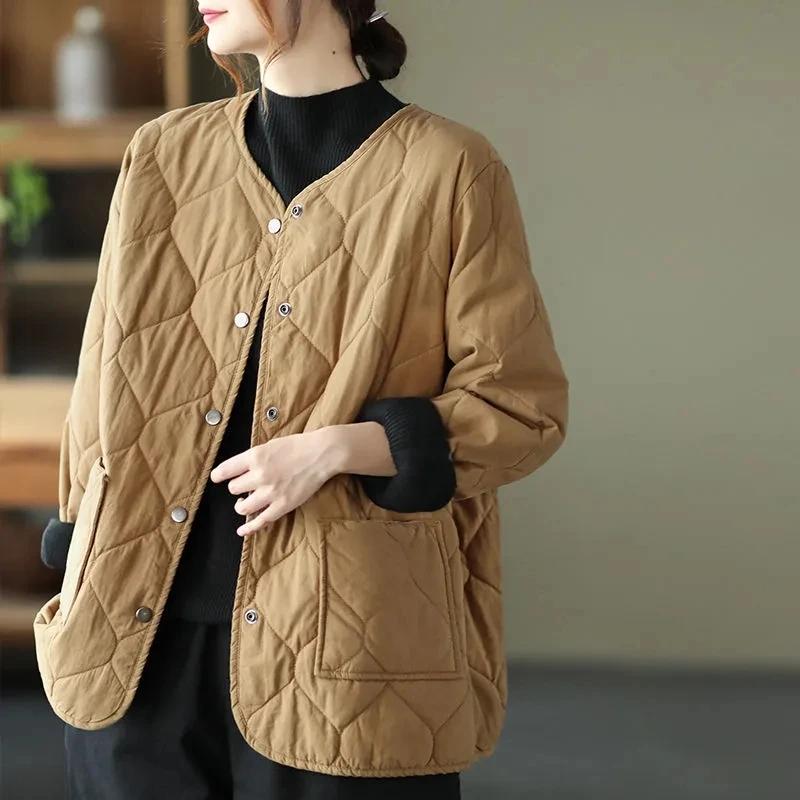 Parka holgada de algodón para mujer, Abrigo acolchado de talla grande 4XL, estilo Retro, para otoño e invierno, 2023