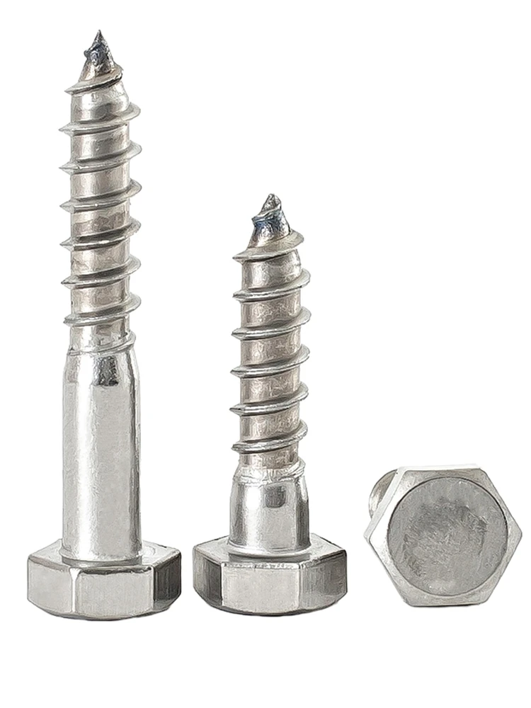 1 ~ 5 sztuk M6 M8 M10 M12 316 A4 śruba samogwintująca z łbem sześciokątnym ze stali nierdzewnej zewnętrzna śruba z łbem sześciokątnym do obróbki drewna