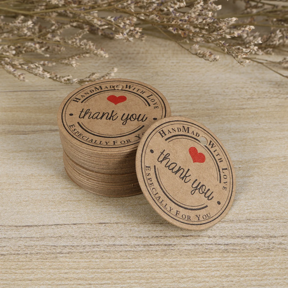 Etichette regalo rotonde in carta kraft da 200 pezzi, etichette di ringraziamento per regali di compleanno, anniversari, feste di matrimonio, etichette regalo in carta kraft