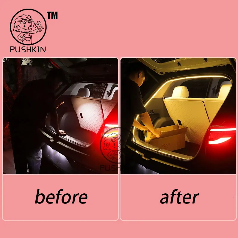 For Geely EX2 Proton eMas 5 Geely Geome Car Rear Trunk LED Light Bar Strip Trunk Interior Brightening Decorative Lamp Strip